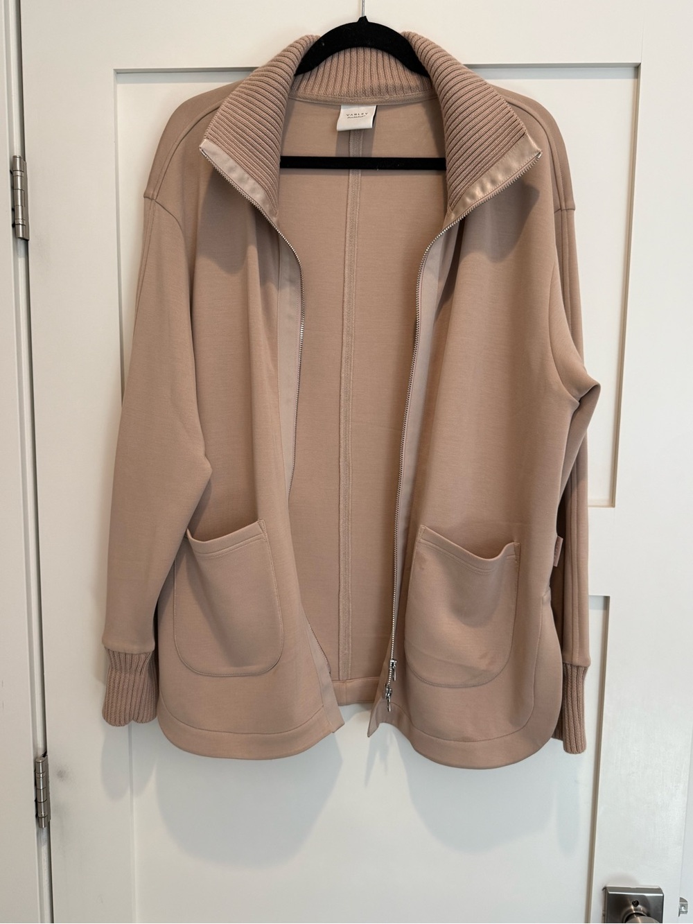 Varley Niamh Zip-Through Sweat - Light Taupe - Size L